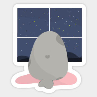 Tutu the Seal - A seal and a starry night sky - Seal Doodles Collection Sticker